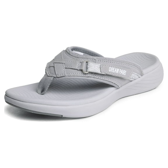 DREAM PAIRS Women's Fashion Comfort Arch Support Soft Cushion Flip Flops Thong Sandals Slippers BREEZE-1 GREY Size 6