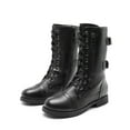 thumbnail image 1 of DREAM PAIRS Women's Fashion Comfort Faux Fur Lined Mid Calf Riding Winter Combat Boots TERRAN-SNOW BLACK Size 9.5, 1 of 4