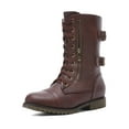 thumbnail image 1 of DREAM PAIRS Women's Fashion Comfort Faux Fur Lined Mid Calf Riding Winter Combat Boots TERRAN-SNOW BURGUNDY Size 10, 1 of 4