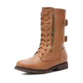 thumbnail image 1 of DREAM PAIRS Women's Fashion Comfort Faux Fur Lined Mid Calf Riding Winter Combat Boots TERRAN-SNOW CAMEL Size 8, 1 of 4