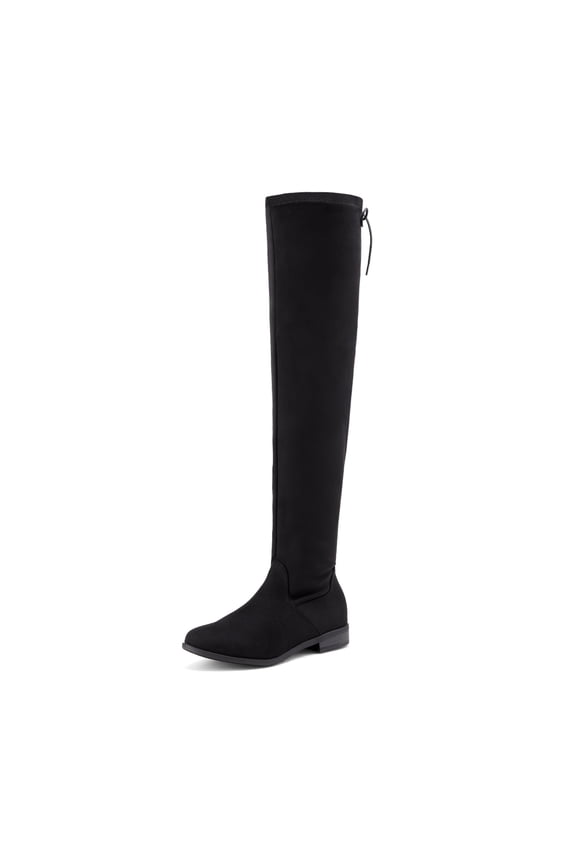 Women's Fashion Over The Knee High Low Block Heel Riding Boots UPLACE BLACK Size 9.5