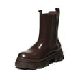 thumbnail image 1 of DREAM PAIRS Women's Fashion Platform Chelsea Boots Combat Mid Calf Slip On Chunky Ankle Booties DMB212 BROWN Size 6.5, 1 of 4