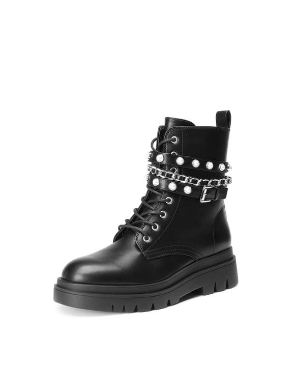 Women's Fashion Platform Combat Boots Lace Up Lug Sole Goth Ankle Booties Shoes