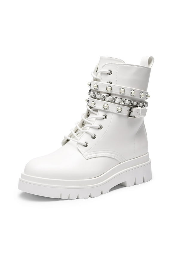 Women's Fashion Platform Combat Boots Lace Up Lug Sole Goth Ankle Booties Shoes