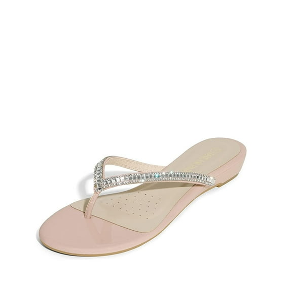 DREAM PAIRS Women's Fashion Rhinestones Design Slides Sandals