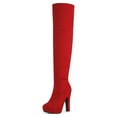 thumbnail image 1 of DREAM PAIRS Women's Fashion Thigh High Chunky Heel Platform Over The Knee Boots HIGHPLAT RED Size 7.5, 1 of 6