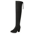 thumbnail image 1 of DREAM PAIRS Women's Fashion Thigh High Over The Knee Boots Block Mid Heel Long Sexy Faux Fur Boots HIGHLEG BLACK Size 6, 1 of 5