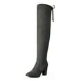 thumbnail image 1 of DREAM PAIRS Women's Fashion Thigh High Over The Knee Boots Block Mid Heel Long Sexy Faux Fur Boots HIGHLEG GREY Size 5, 1 of 5