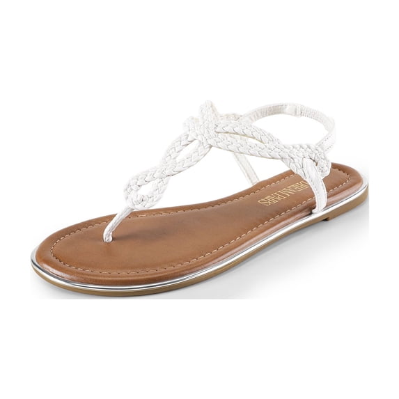 DREAM PAIRS Women's Flat Sandals Dressy Summer Stappy Comfortable Ankle Elastic T-Strap Beach Thong Sandals