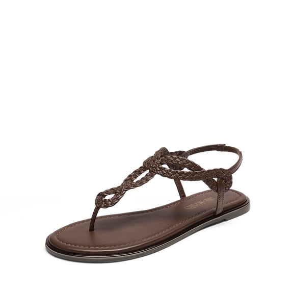 DREAM PAIRS Women's Flat Sandals Dressy Summer Stappy Comfortable Ankle Elastic T-Strap Beach Thong Sandals
