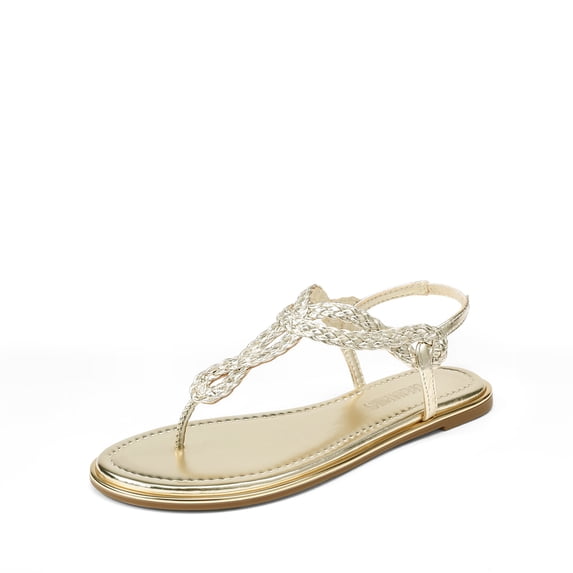 DREAM PAIRS Women's Flat Sandals Dressy Summer Stappy Comfortable Ankle Elastic T-Strap Beach Thong Sandals