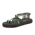 thumbnail image 1 of DREAM PAIRS Women's Flat Sandals Strap Yoga Casual Lightweight Soft Comfort Beach Sandals For Women Summer Shoes KHAKI/TURQUOISE ATHENA_10 size 11, 1 of 6