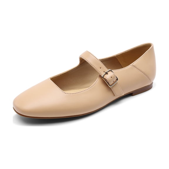 DREAM PAIRS Women's Mary Jane Flats Square Toe Comfortable Casual Slip On Dress Shoes Ballet Flats with Buckle Strap