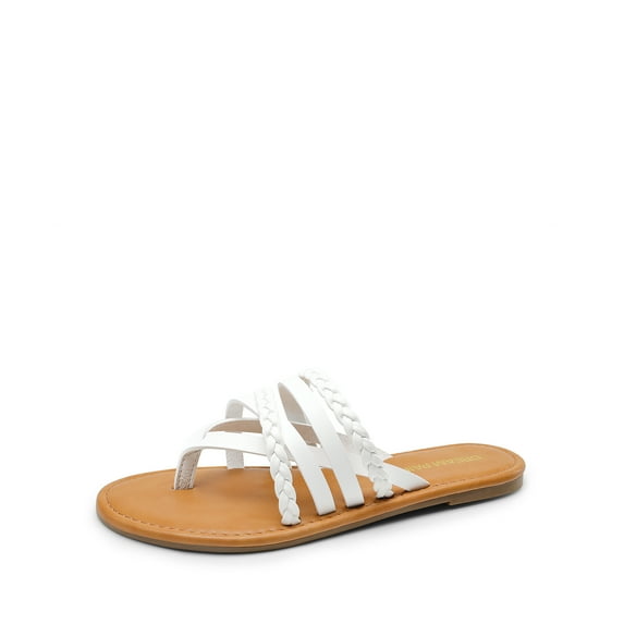 DREAM PAIRS Women's Flip Flops Round Toe Multi Strap lightweight Summer Beach Flat Casual Thong Sandals