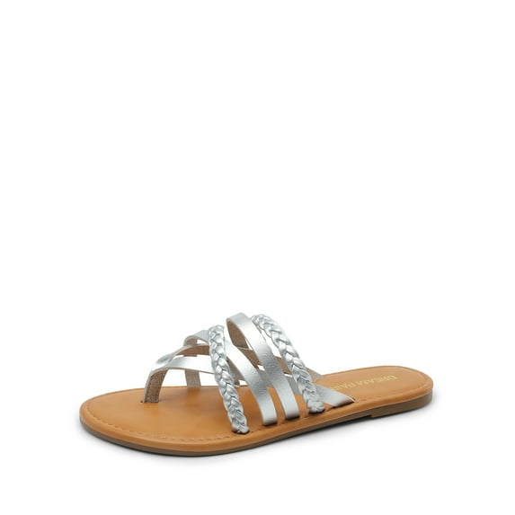 DREAM PAIRS Women's Flip Flops Round Toe Multi Strap lightweight Summer Beach Flat Casual Thong Sandals