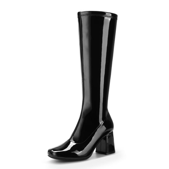 DREAM PAIRS Women's Gogo Boots, Square Toe Chunky Knee High Boots For Women
