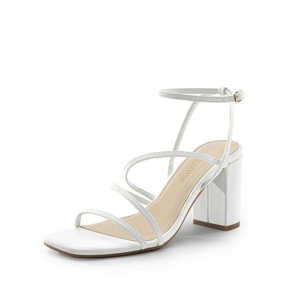 DREAM PAIRS Women's Heels Chunky Block Strappy Square Open Toe Ankle Buckle Heeled Sandals Wedding Party Dress Shoes Indie