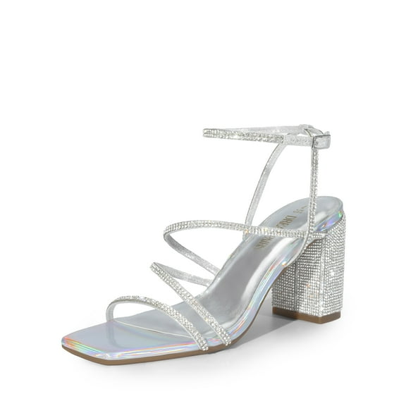 DREAM PAIRS Women's Heels Chunky Block Strappy Square Open Toe Ankle Buckle Heeled Sandals Wedding Party Dress Shoes Indie