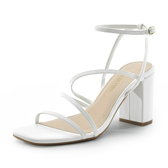 DREAM PAIRS Women's Heels Chunky Block Strappy Square Open Toe Ankle Buckle Heeled Sandals Wedding Party Dress Shoes Indie