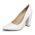 thumbnail image 1 of DREAM PAIRS Women's High Chunky Block Heels Closed Pointed Toe Slip on Women Pumps Wedding Party Work Comfortable Dress Shoes for Women, 1 of 5