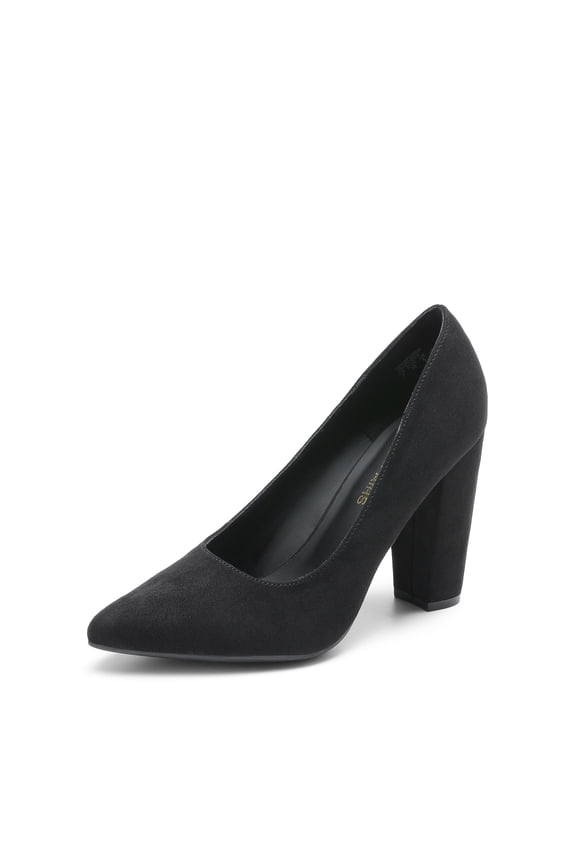 Women's High Chunky Block Heels Closed Pointed Toe Slip on Women Pumps Wedding Party Work Comfortable Dress Shoes for Women