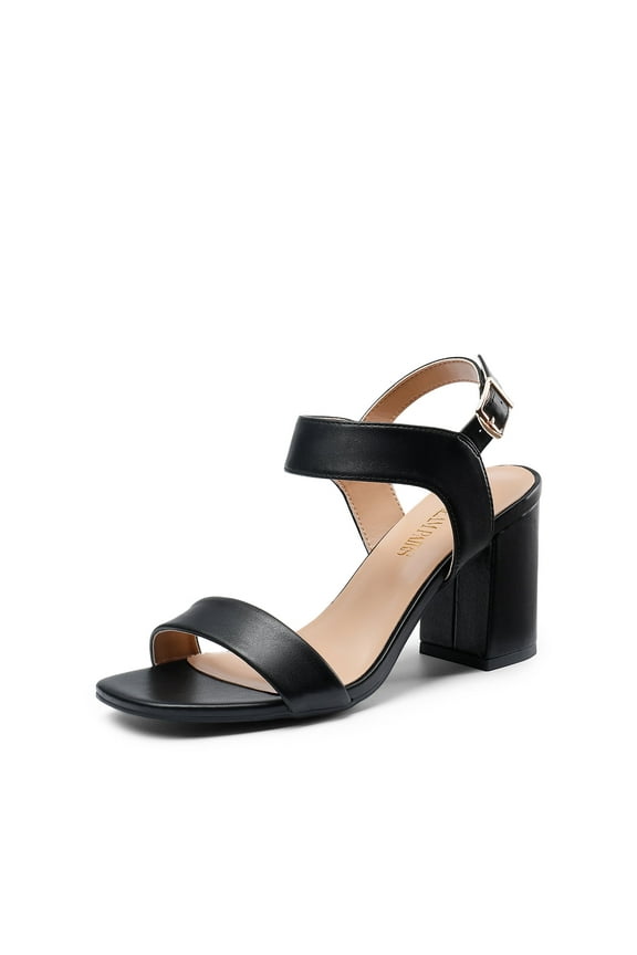 Women's High Chunky Heels Square Toe Block Ankle Strap Dress Comfort Sandals