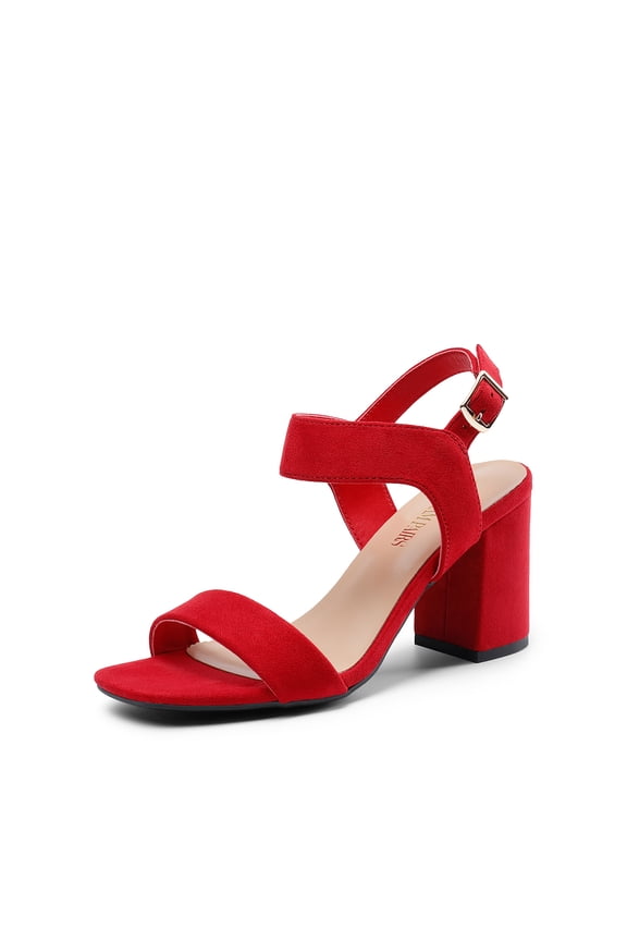 Women's High Chunky Heels Square Toe Block Ankle Strap Dress Comfort Sandals