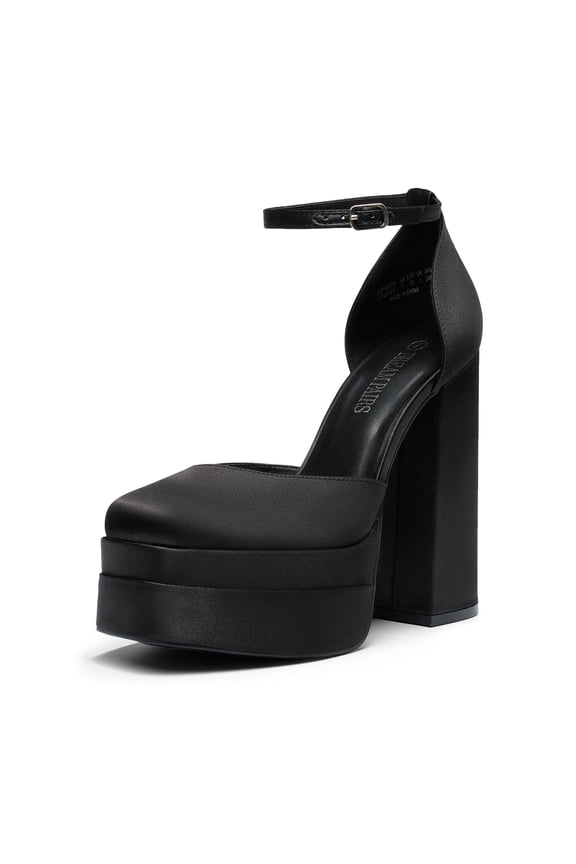 Women's High Chunky Platform Closed Toe Block Heels Square Toe Ankle Strap Dress Wedding Party Pumps Shoes AURELIA