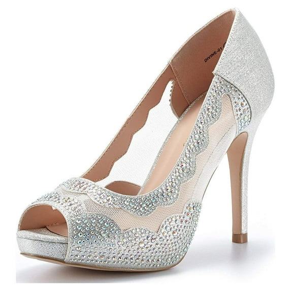 DREAM PAIRS Women's High Heels Dress Pump Shoes SILVER DIVINE-01 size 11