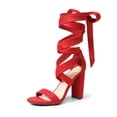 thumbnail image 1 of DREAM PAIRS Women's High Heels Lace Up Chunky Block Heels Strappy Sexy Open Toe Heels Pumps Sandals, 1 of 7