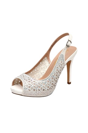 Women's High Heels Platform Dress Rhinestones Peep Toe Pumps Shoes