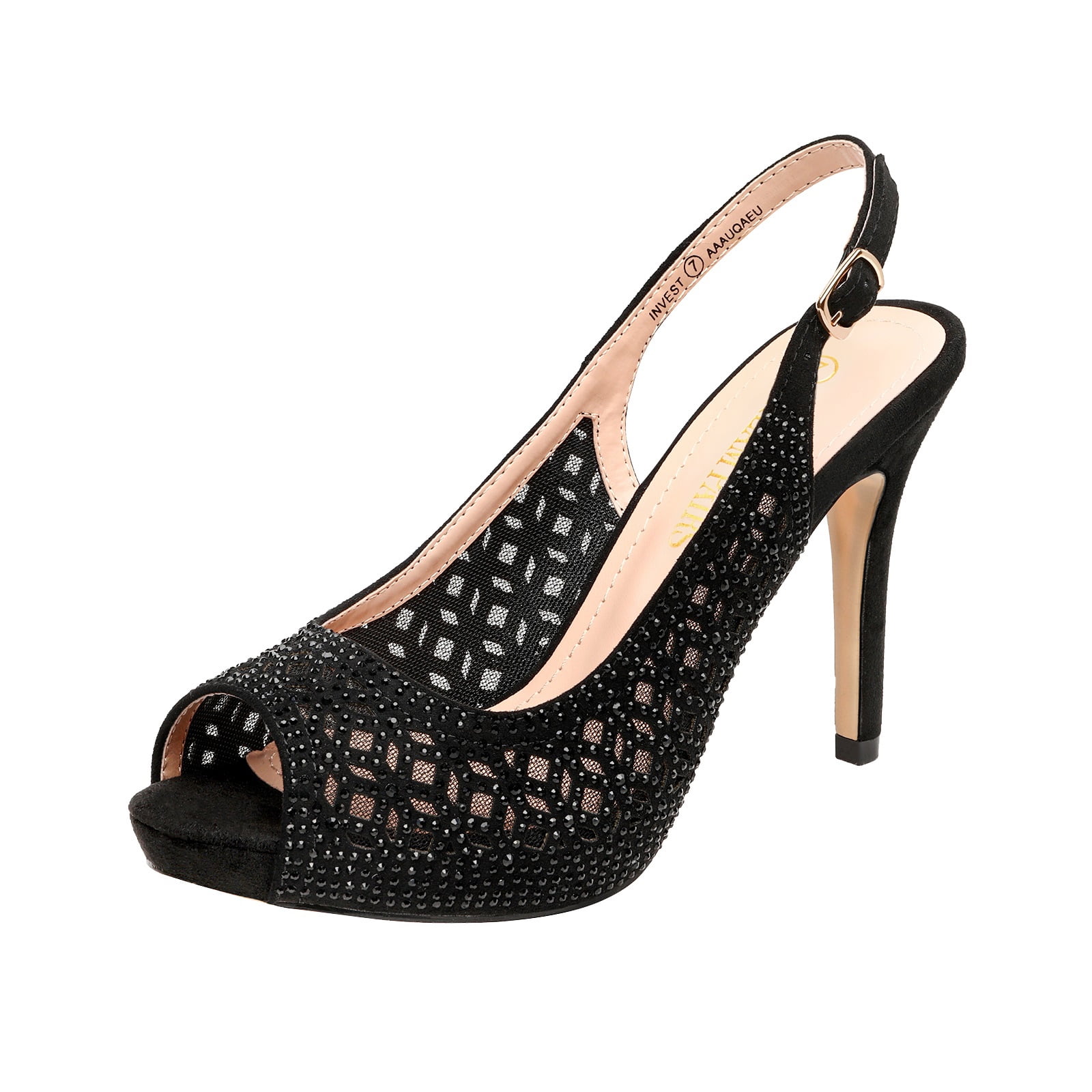 DREAM PAIRS Women's High Heels Platform Dress Rhinestones Peep Toe ...