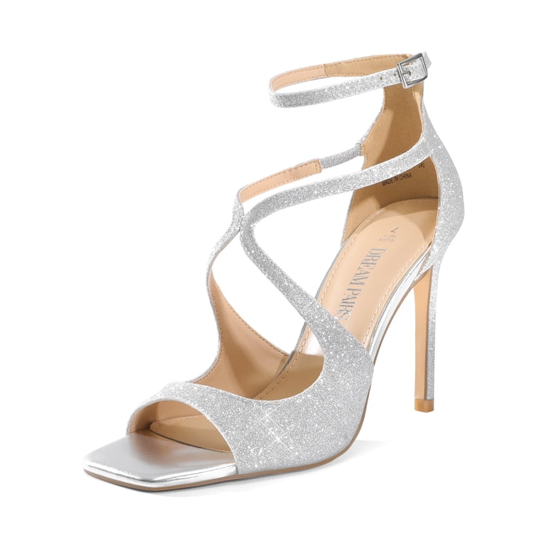 Amazon.com | LIXGVHRO Cross Strappy High Heels for Women  Strappy Square Toe Stiletto Heels Mesh Ankle Strap High Heels Dress Sandals main image 1