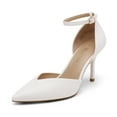 thumbnail image 1 of DREAM PAIRS Women’s High Heels Strappy Closed Toe Stiletto Ankle Strap Pointed Toe D'Orsay Heel Dress Wedding Party Pumps Shoes WHITE/PU SDPU2215W size 6.5, 1 of 5