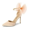 thumbnail image 1 of DREAM PAIRS Women's High Heels Strappy Closed Toe Stiletto Pointed Toe Mesh Bows Ankle Strap D'Orsay Sexy Dress Wedding Party Pumps Shoes, 1 of 6