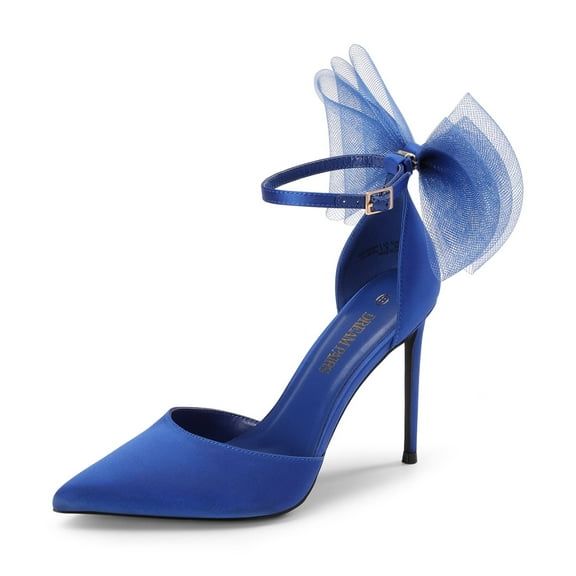 DREAM PAIRS Women's High Heels Strappy Closed Toe Stiletto Pointed Toe Mesh Bows Ankle Strap D'Orsay Sexy Dress Wedding Party Pumps Shoes
