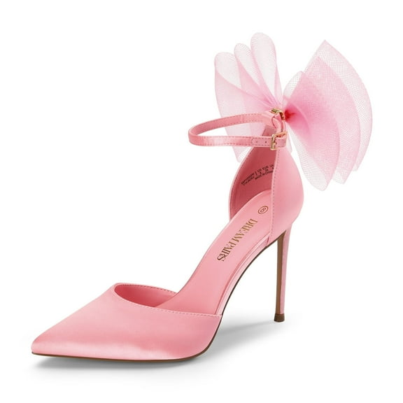 DREAM PAIRS Women's High Heels Strappy Closed Toe Stiletto Pointed Toe Mesh Bows Ankle Strap D'Orsay Sexy Dress Wedding Party Pumps Shoes