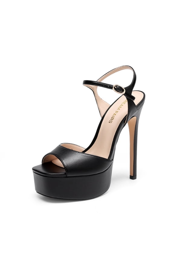Women’s High Platform Heels 5.75'' Stilettos Open Square Toe Heeled Sandals Ankle Strap Sexy Comfort Dress Shoes Wedding Bridal Pumps