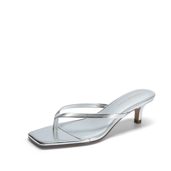 DREAM PAIRS Women’s Kitten Heel Flip Flop Sandals – Low Square Open Toe Thong Heels, 1.96-Inch Summer Vacation Shoes