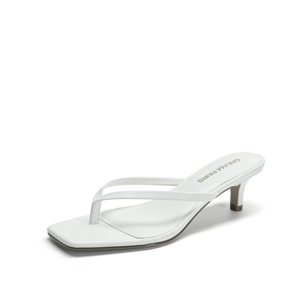 DREAM PAIRS Women’s Kitten Heel Flip Flop Sandals – Low Square Open Toe Thong Heels, 1.96-Inch Summer Vacation Shoes