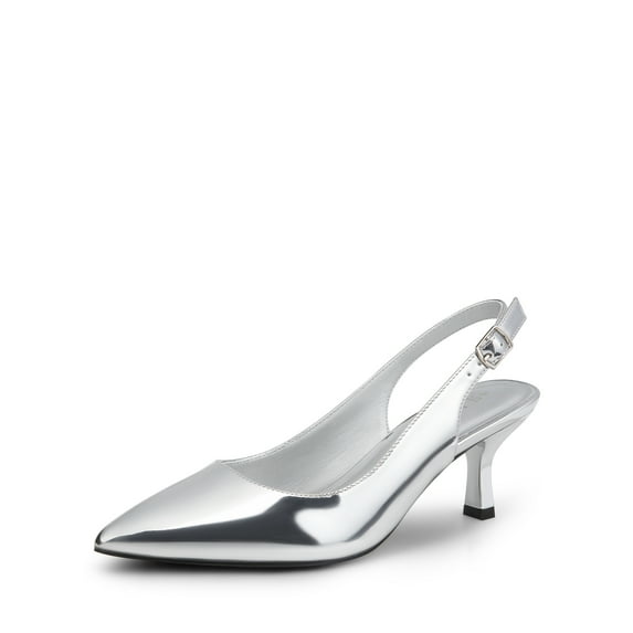 DREAM PAIRS Women's Kitten Heel Slingback Pointed Closed Toe Low Stiletto Heels Dress Bridal Elegant Wedding Pumps Shoes