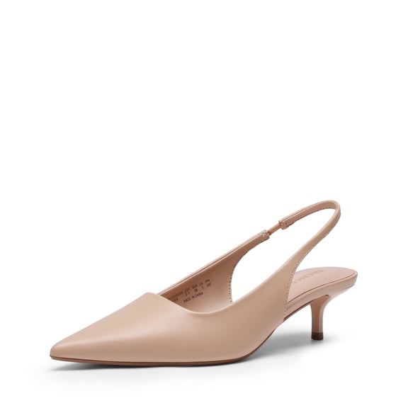 DREAM PAIRS Women's Kitten Heels Slingback Low Closed Toe Comfortable Pumps Pointed Toe Wedding Party Elegant Dress Shoes