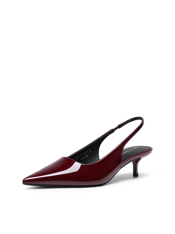 Women's Kitten Heels Slingback Low Closed Toe Comfortable Pumps Pointed Toe Wedding Party Elegant Dress Shoes