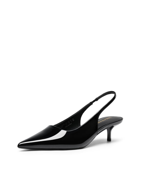 Women's Kitten Heels Slingback Low Closed Toe Comfortable Pumps Pointed Toe Wedding Party Elegant Dress Shoes