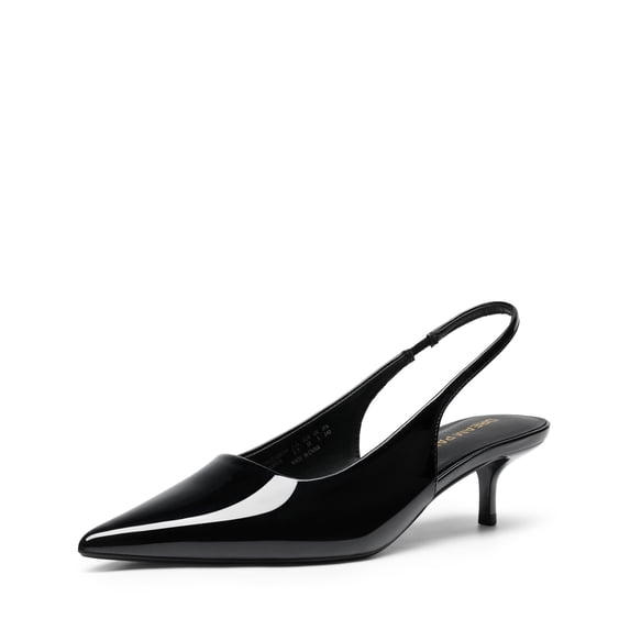 DREAM PAIRS Women's Kitten Heels Slingback Low Closed Toe Comfortable Pumps Pointed Toe Wedding Party Elegant Dress Shoes