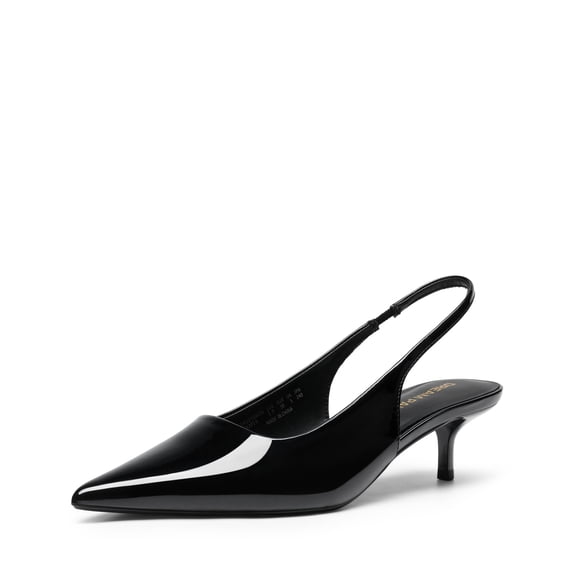 DREAM PAIRS Women's Kitten Heels Slingback Low Closed Toe Comfortable Pumps Pointed Toe Wedding Party Elegant Dress Shoes