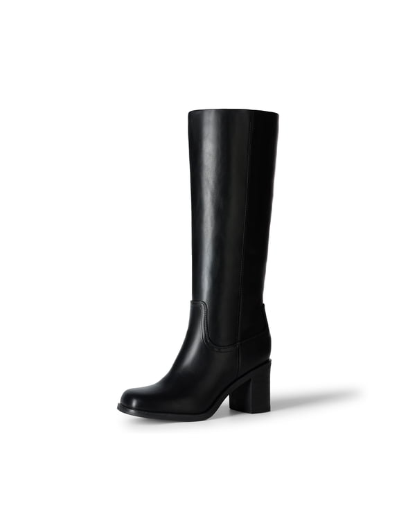 Women's Knee-High Boots, Square Toe Chunky Block Heel Tall Boots, Fashion Dressy Boots for Fall and Winter