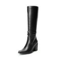 thumbnail image 1 of DREAM PAIRS Women's Knee-High Boots, Comfortable Chunky Block Heel Pointed Toe Pull On Side Zipper  Slouch Riding Boots, 1 of 7