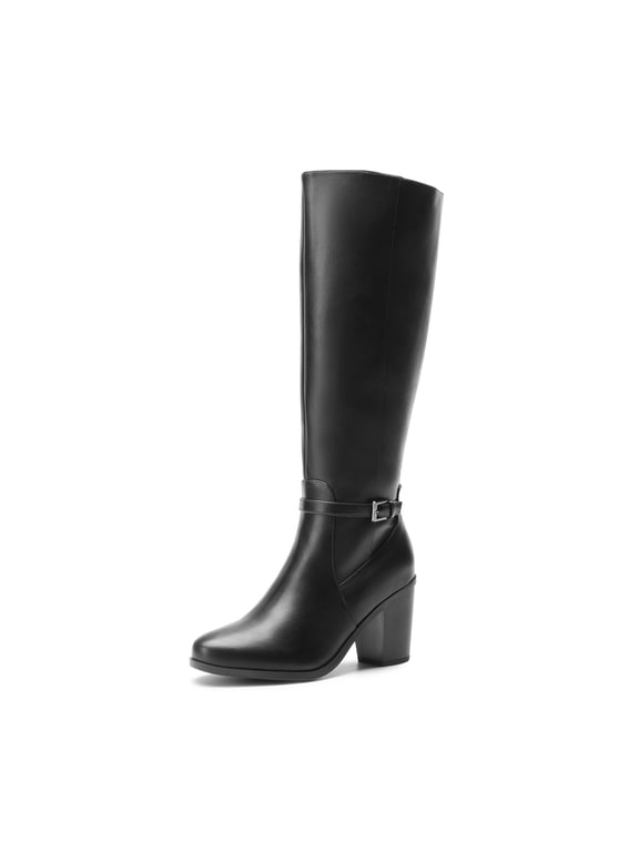 Women's Knee-High Boots Comfortable Chunky Block Heel Riding Boots Fall Boots Pointed Toe Side Zipper Suede Tall Boots