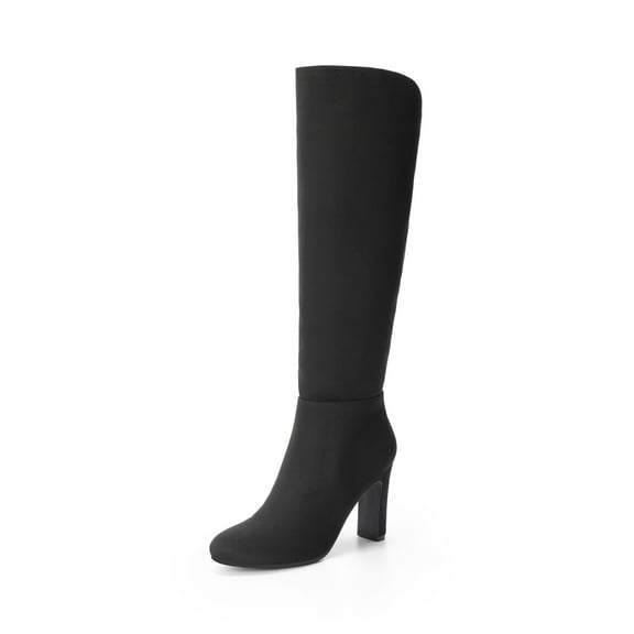 DREAM PAIRS Women's Knee High Boots, Round Toe Block High Heel Dress Boots with Side Zipper